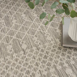 Nourison Positano Indoor/Outdoor Light Grey 9' x 12' Area Rug, Easy Cleaning, Non Shedding, Bed Room, Living Room, Dining Room, Backyard, Deck, Patio (9x12)