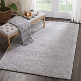 Nourison Malibu Shag Solid Silver Grey 5'3" x 7'3" Area -Rug, Easy -Cleaning, Non Shedding, Bed Room, Living Room, Dining Room, Kitchen (5x7)