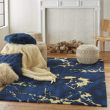 Nourison Symmetry Abstract Navy 5'3" x 7'9" Area -Rug, Easy -Cleaning, Non Shedding, Bed Room, Living Room, Dining Room, Kitchen (5x8)
