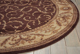 Nourison Somerset Floral Brown 5'6" x Round Area-Rug, Easy-Cleaning, Non Shedding, Bed Room, Living Room, Dining Room, Kitchen (6 Round)
