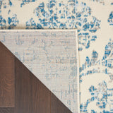 Nourison Jubilant Damask Ivory/Blue 6' x 9' Area -Rug, Easy -Cleaning, Non Shedding, Bed Room, Living Room, Dining Room, Kitchen (6x9)