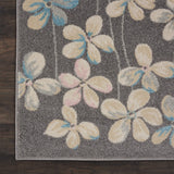 Nourison Tranquil Floral Grey/Beige 8' x 10' Area Rug, Easy Cleaning, Non Shedding, Bed Room, Living Room, Dining Room, Kitchen (8x10)