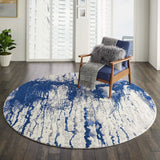 Nourison Twilight Beach Ivory Blue 8' x ROUND Area -Rug, Easy -Cleaning, Non Shedding, Bed Room, Living Room, Dining Room, Kitchen (8 Round)