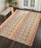 Nourison Vivid Tribal Ivory 4' x 6' Area Rug, Easy Clean, Non Shedding, Bed Room, Living Room, Dining Room, Kitchen (4x6)