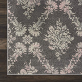 Nourison Tranquil Damask Grey/Pink 8' x 10' Area Rug, Easy Cleaning, Non Shedding, Bed Room, Living Room, Dining Room, Kitchen (8x10)
