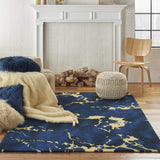 Nourison Symmetry Abstract Navy 5'3" x 7'9" Area -Rug, Easy -Cleaning, Non Shedding, Bed Room, Living Room, Dining Room, Kitchen (5x8)