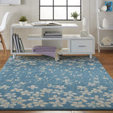 Nourison Tranquil Floral Turquoise 6' x 9' Area -Rug, Easy -Cleaning, Non Shedding, Bed Room, Living Room, Dining Room, Kitchen (6x9)