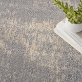 Nourison Essentials Indoor/Outdoor Solid Abstract Grey/Beige 8' x Round Area Rug, Easy Cleaning, Non Shedding, Bed Room, Living Room, Dining Room, Backyard, Deck, Patio (8 Round)