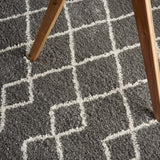 Nourison Geometric Shag Moroccan Silver 5'3" x 7'3" Area -Rug, Easy -Cleaning, Non Shedding, Bed Room, Living Room, Dining Room, Kitchen (5x7)