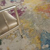 Nourison Celestial Abstract Ivory/Multicolor 6'7" x 9'7" Area Rug, Easy Cleaning, Non Shedding, Bed Room, Living Room, Dining Room, Kitchen (7x10)