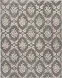 Nourison Tranquil Damask Grey/Pink 8' x 10' Area Rug, Easy Cleaning, Non Shedding, Bed Room, Living Room, Dining Room, Kitchen (8x10)