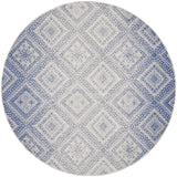 Nourison Whimsicle Tribal Ivory Blue 8' x Round Area Rug, Easy Cleaning, Non Shedding, Bed Room, Living Room, Dining Room, Kitchen (8 Round)