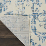 Nourison Jubilant Damask Ivory/Blue 8'6" x 12' Area Rug, Easy Clean, Non Shedding, Bedroom, Living Room, Dining Room, Kitchen