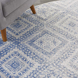 Nourison Whimsicle Tribal Ivory Blue 8' x Round Area Rug, Easy Cleaning, Non Shedding, Bed Room, Living Room, Dining Room, Kitchen (8 Round)