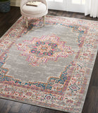 Nourison Passion Grey 6'7'' x 9'6'' Area-Rug, Boho, Traditional, Easy-Cleaning, Non Shedding, Bed Room, Living Room, Hallway, (7' x 10')