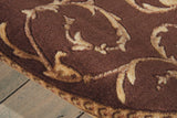 Nourison Somerset Floral Brown 5'6" x Round Area-Rug, Easy-Cleaning, Non Shedding, Bed Room, Living Room, Dining Room, Kitchen (6 Round)