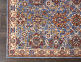Nourison Reseda Traditional Sky 2'3'' x 7'6'' Area-Rug, Easy-Cleaning, Non Shedding, Bed Room, Living Room, Dining Room, Kitchen (2x8)