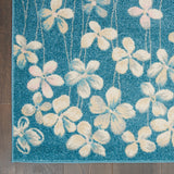 Nourison Tranquil Floral Turquoise 6' x 9' Area -Rug, Easy -Cleaning, Non Shedding, Bed Room, Living Room, Dining Room, Kitchen (6x9)