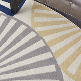 Nourison Grafix Geometric White 8' x Round Area Rug, Easy Clean, Non Shedding, Bed Room, Living Room, Dining Room, Kitchen (8 Round)