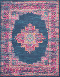 Nourison Passion Blue 8' x 10' Area Rug, Boho, Traditional, Easy Clean, Non Shedding, Bed Room, Living Room, Hallway (8x10)