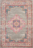 Nourison Passion Grey 6'7'' x 9'6'' Area-Rug, Boho, Traditional, Easy-Cleaning, Non Shedding, Bed Room, Living Room, Hallway, (7' x 10')