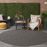 Nourison Positano 8' x Round Charcoal Fabric Modern Area Rug (8' Round)