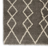 Nourison Geometric Shag Moroccan Silver 5'3" x 7'3" Area -Rug, Easy -Cleaning, Non Shedding, Bed Room, Living Room, Dining Room, Kitchen (5x7)