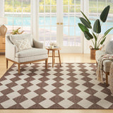 Nourison Positano Indoor/Outdoor 8' x 10' Area Rug, Grey, Modern Geometric Checkered Diamond Pattern, Easy-Cleaning, Non-Shedding, Bedroom, Living Room, Dining Room, Patio, Deck