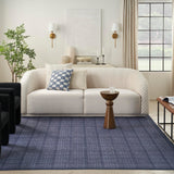 Nourison Washables 96x120 Indoor Polyester & Cotton Rug in Navy Blue