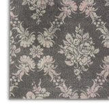 Nourison Tranquil Damask Grey/Pink 8' x 10' Area Rug, Easy Cleaning, Non Shedding, Bed Room, Living Room, Dining Room, Kitchen (8x10)