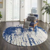 Nourison Twilight Beach Ivory Blue 8' x ROUND Area -Rug, Easy -Cleaning, Non Shedding, Bed Room, Living Room, Dining Room, Kitchen (8 Round)