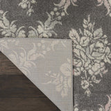 Nourison Tranquil Damask Grey/Pink 8' x 10' Area Rug, Easy Cleaning, Non Shedding, Bed Room, Living Room, Dining Room, Kitchen (8x10)