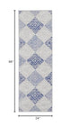 Nourison Whimsicle Tribal Grey Blue 2' x 8' Area Rug, Easy Cleaning, Non Shedding, Bed Room, Living Room, Dining Room, Kitchen (2x8)