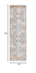 Nourison Fulton Traditional Blue/Ivory 2'3" x 7'6" Area Rug, Easy Clean, Non Shedding, Bed Room, Living Room, Dining Room, Kitchen (2x8)