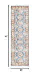 Nourison Fulton Traditional Blue/Ivory 2'3" x 7'6" Area Rug, Easy Clean, Non Shedding, Bed Room, Living Room, Dining Room, Kitchen (2x8)