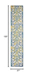 Nourison Aloha Indoor/Outdoor Ivory Blue 2'3" x 10' Area Rug, Transitional, French Country, Easy Cleaning, Non Shedding, Bed Room, Kitchen, Living Room, Deck, Backyard, (10' x Runner)