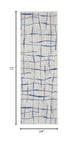 Nourison Whimsicle Ivory Blue 2' x 6' Area Rug, Contemporary, Artistic, Easy Cleaning, Non Shedding, Bed Room, Living Room, Dining Room, Kitchen, (6' Runner)