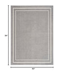 Nourison Essentials Indoor/Outdoor Solid Bordered Grey/Ivory 5' x 7' Area Rug, Easy Cleaning, Non Shedding, Bed Room, Living Room, Dining Room, Backyard, Deck, Patio (5x7)