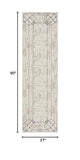 Nourison Glam Geometric Ivory/Taupe 2'3" x 7'6" Area Rug, Easy Clean, Non Shedding, Bed Room, Living Room, Dining Room, Kitchen (2x8)