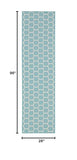Nourison Reversible Indoor Outdoor Aqua 2'2" x 8' Area Rug Easy Clean, Non Shedding, Bed Room, Living Room, Dining Room, Kitchen (8' Runner)