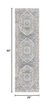 Nourison Vintage Home Bohemian Beige Blue 2'2" x 7'6 Area Rug, Easy Clean, Non Shedding, Bed Room, Living Room, Dining Room, Backyard, Deck, Patio (2x8)