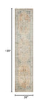 Nourison Astra Machine Washable Traditional Beige Blue 2'2" x 10' Area -Rug, Easy -Cleaning, Non Shedding, Bed Room, Living Room, Dining Room, Kitchen (2x10)