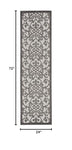 Nourison Aloha Indoor/Outdoor Grey/Charcoal 2' x 6' Area Rug, Transitional, French Country, Easy Cleaning, Non Shedding, Bed Room, Kitchen, Living Room, Deck, Backyard, (6' x Runner)