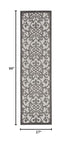 Nourison Aloha Indoor/Outdoor Grey/Charcoal 2'3" x 8' Area Rug, Transitional, French Country, Easy Cleaning, Non Shedding, Bed Room, Kitchen, Living Room, Deck, Backyard, (8' x Runner)