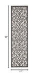 Nourison Aloha Indoor/Outdoor Grey/Charcoal 2'3" x 8' Area Rug, Transitional, French Country, Easy Cleaning, Non Shedding, Bed Room, Kitchen, Living Room, Deck, Backyard, (8' x Runner)