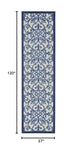 Nourison Aloha Indoor/Outdoor Grey/Blue 2'3" x 10' Area Rug, Transitional, French Country, Easy Cleaning, Non Shedding, Bed Room, Kitchen, Living Room, Deck, Backyard, (10' x Runner)