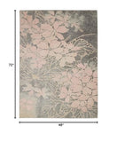 Nourison TRA08 Tranquil Floral Contemporary Grey/Pink Area Rug 4' X 6', 4 ft x 6 ft