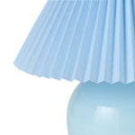 Nourison 13" Light Blue Ceramic Round Lamp with Pleated Shade for Bedroom, Living Room, Console, Entryway (Pack of 1)