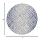 Nourison Whimsicle Tribal Ivory Blue 5' x Round Area Rug, Easy Cleaning, Non Shedding, Bed Room, Living Room, Dining Room, Kitchen (5 Round)