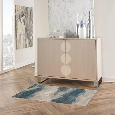 Nourison 2000 Olive 3'9" x 5'9" Area Rug - Easy Clean, Non Shedding, Bed Room, Living Room, Dining Room, Kitchen (4' x 6')